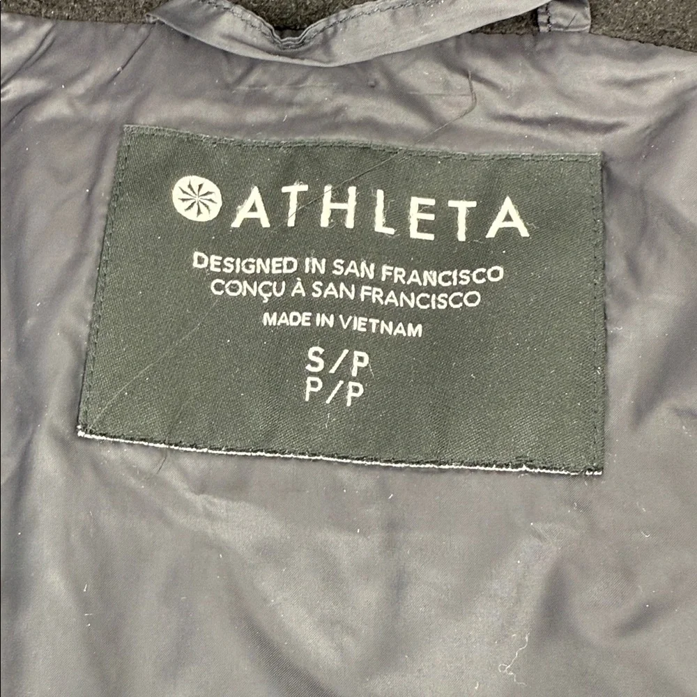 Athleta Bayview Quilted Hooded Jacket Black PS  Hybrid‎ Puffer Spring Fall Coat